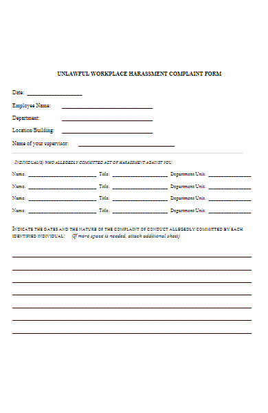 workplace harassment complaint form in pdf