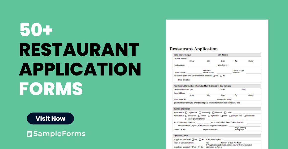 restaurant application form