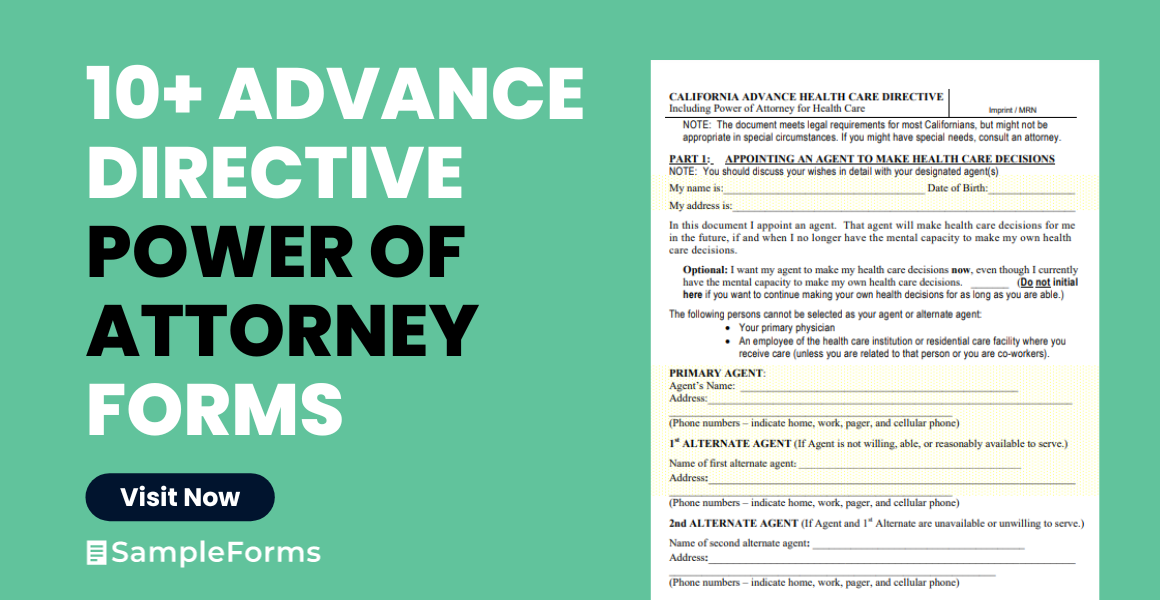 advance directive power of attorney forms