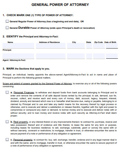 blank general power of attorney form