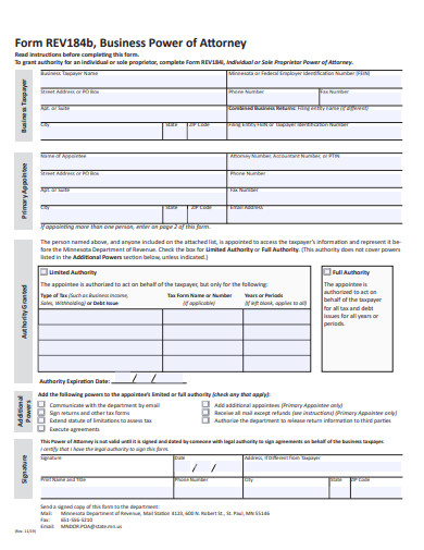 business power of attorney form