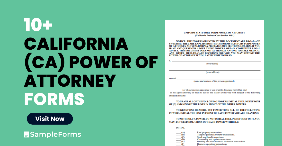 california ca power of attorney form