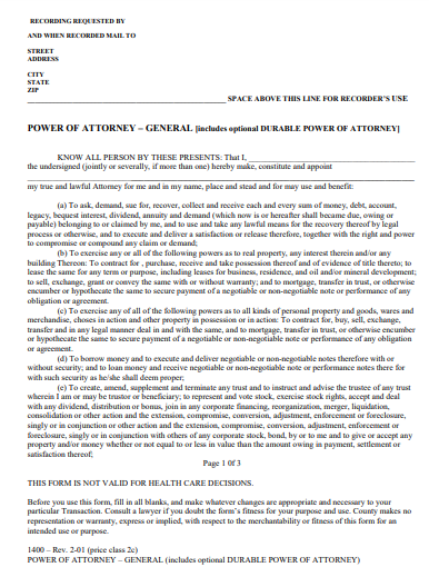 california general power of attorney form