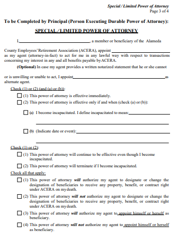 california limited power of attorney form