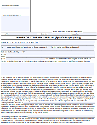 california specific power of attorney form