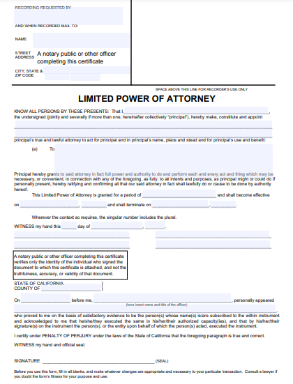 colorado special or limited power of attorney forms