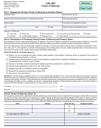 connecticut standard power of attorney form