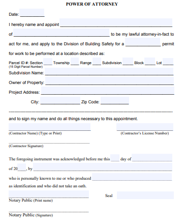 florida blank power of attorney form