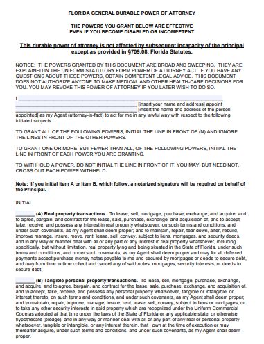 10+ Free Florida (FL) Power of Attorney Form Download – How to Create ...