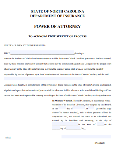free north carolina power of attorney form