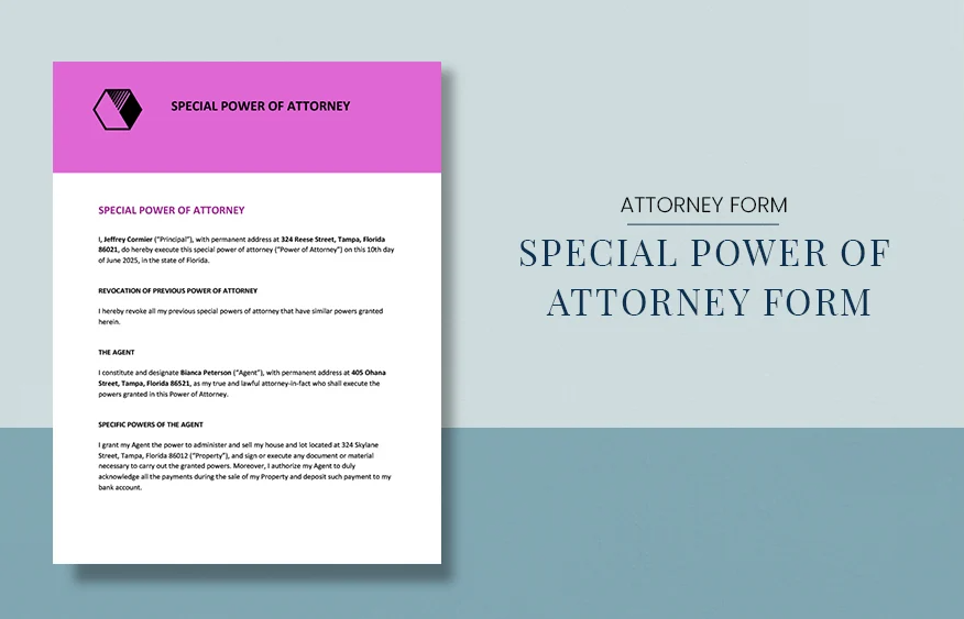 free special power of attorney form template