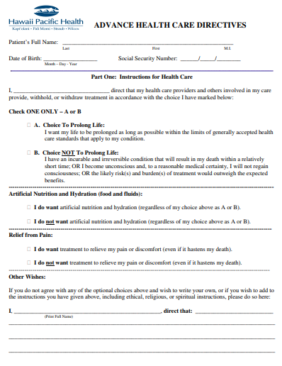 hawaii health care power of attorney form
