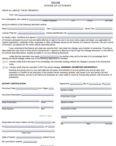 hawaii power of attorney form