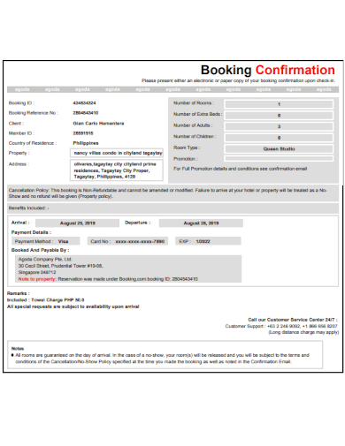 hotel booking voucher form