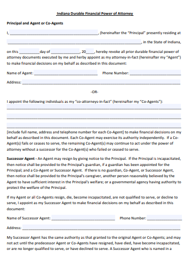 Free Printable Indiana Power Of Attorney Forms