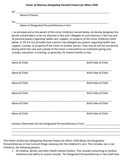 10+ Free Indiana (IN) Power of Attorney Form Download – How to Create ...