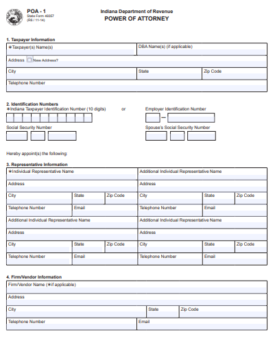 indiana power of attorney form