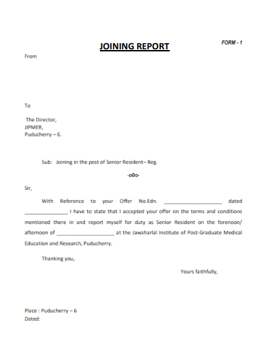 joining report form for govt