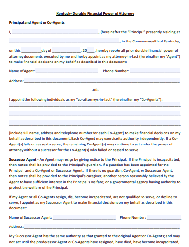 kentucky durable financial power of attorney form