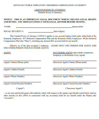 kentucky printable power of attorney form