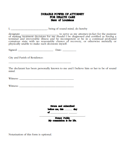 louisiana durable power of attorney form