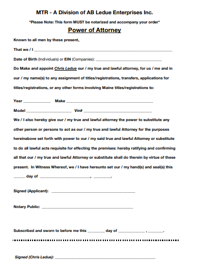 maine power of attorney form