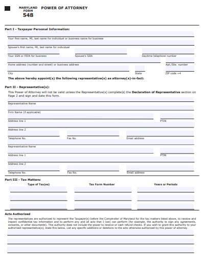 maryland power of attorney form