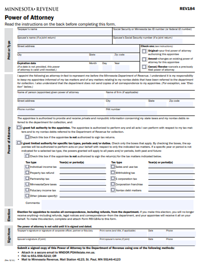 minnesota limited power of attorney form