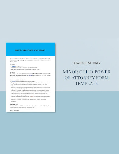 minor child power of attorney form template