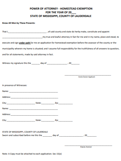 mississippi power of attorney form