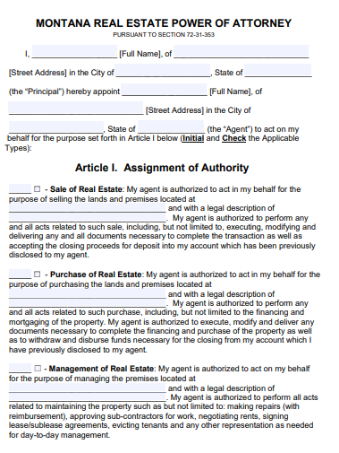 10+ Free Montana (MT) Power of Attorney Form Download – How to Create ...