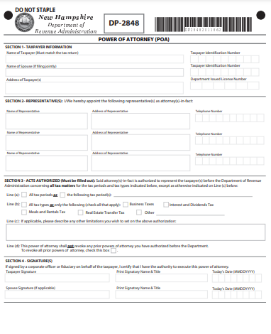 new hampshire power of attorney form
