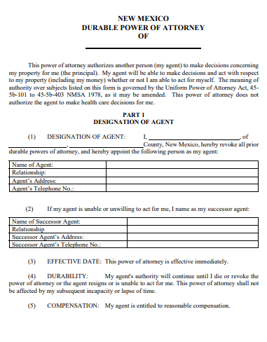 new mexico durable power of attorney form