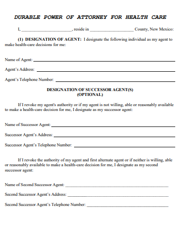 new mexico health care power of attorney form