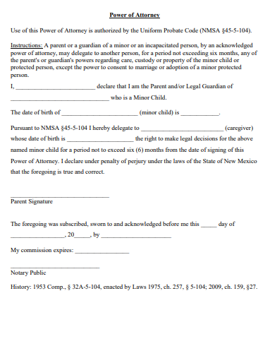 new mexico sample power of attorney form
