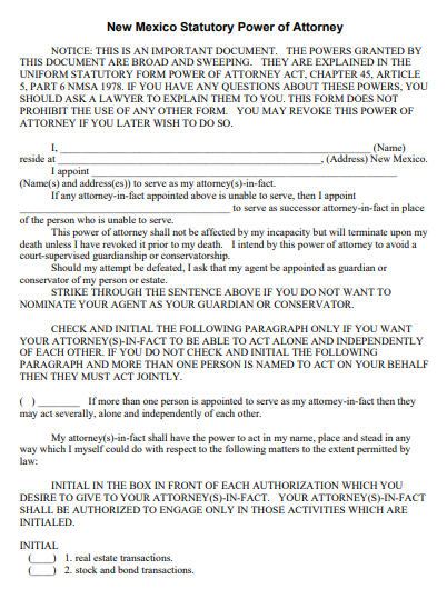 10+ Free New Mexico (NM) Power of Attorney Form Download – How to ...