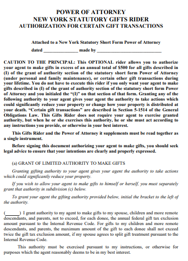 new york statutory power of attorney form