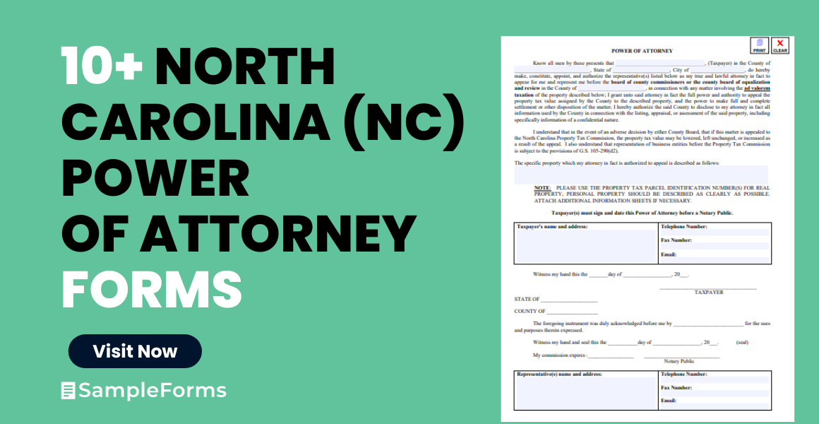 north carolina nc power of attorney forms