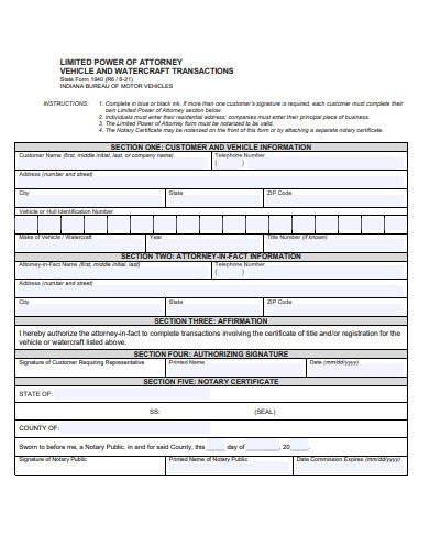 notary limited power of attorney form