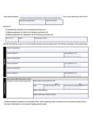 notary power of attorney forms