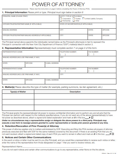 printable business power of attorney form