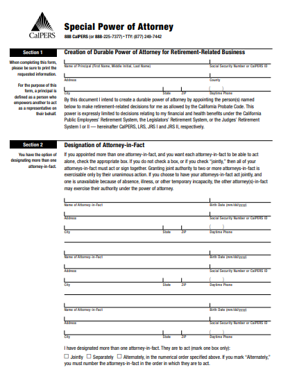 printable special power of attorney form