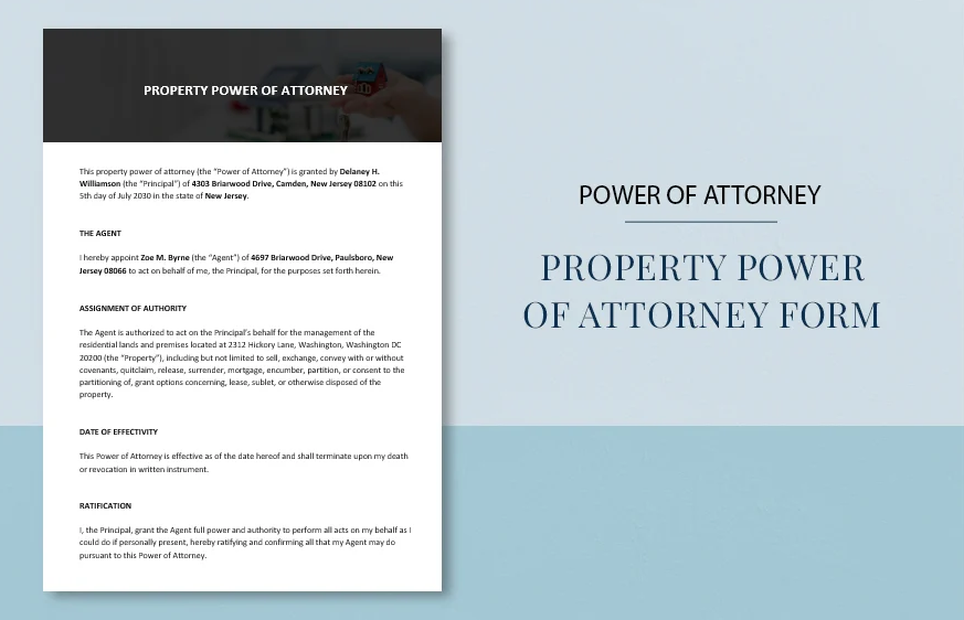 property power of attorney form template