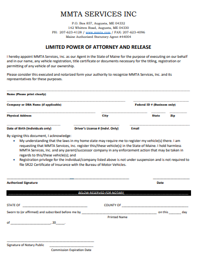 sample maine power of attorney form