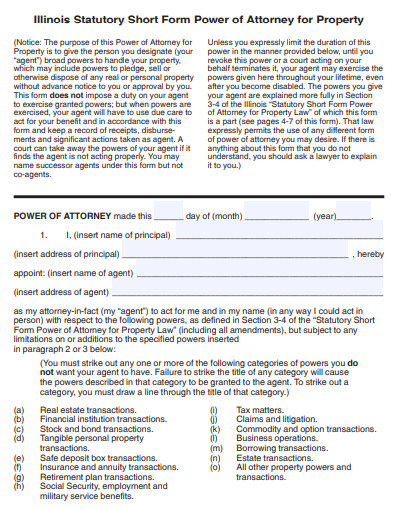 sample property power of attorney form