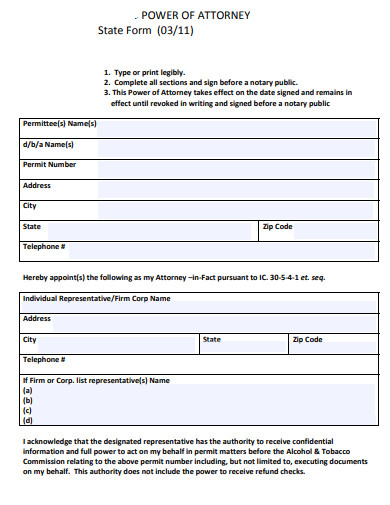 simple notary power of attorney forms