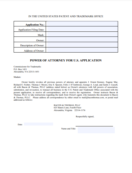 simple trademark power of attorney forms