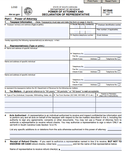 10 Free South Carolina Sc Power Of Attorney Form Download How To Create Guide Tips 8867