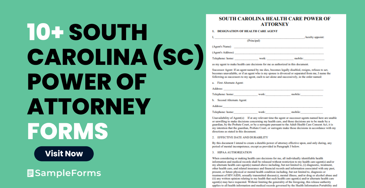 south carolina sc power of attorney form