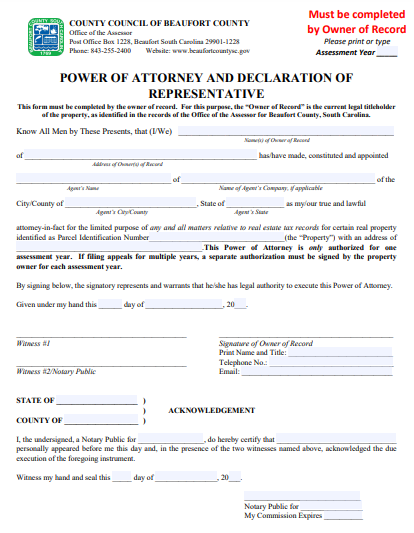 south carolina sample power of attorney form